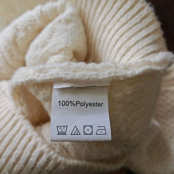 Mens Fisherman Chunky Cable Knit Sweater Size S Cream Thick Machine Washable - Picture 5 of 6